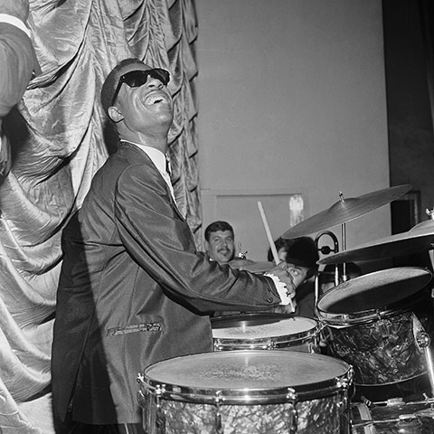 Harry Goodwin pop photos: Little Stevie Wonder on the drums 
