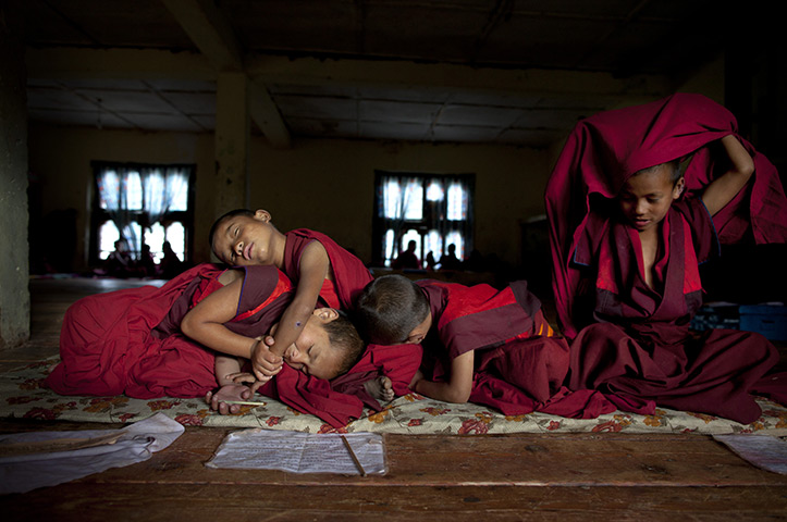 From the agencies: Novice monks sleep in Thimphu Bhutan