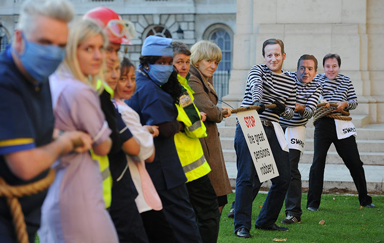 Week in Business: Public sector and members of UNISON stage a tug of war in Westminster 