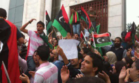 Outside the Libyan consulate in Tunis