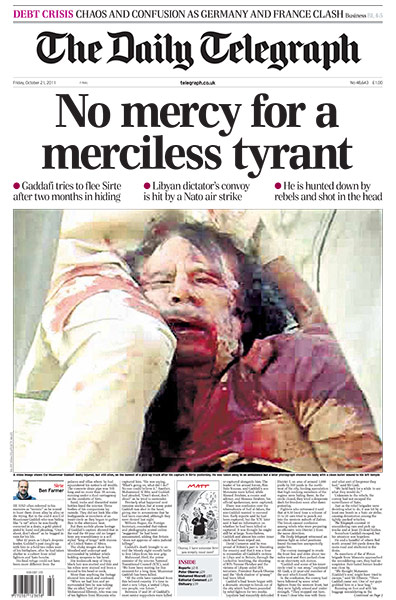 Gaddafi dead: Daily Telegraph, UK