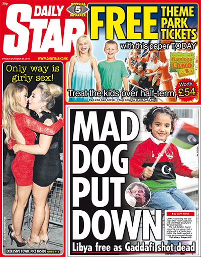 Gaddafi dead: Daily Star, UK