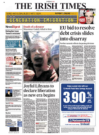 Gaddafi dead: The Irish Times