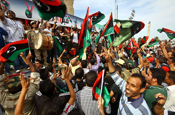 Libya celebrates: Libyan people celebrate the death of Muammar Gaddafi, Tripoli