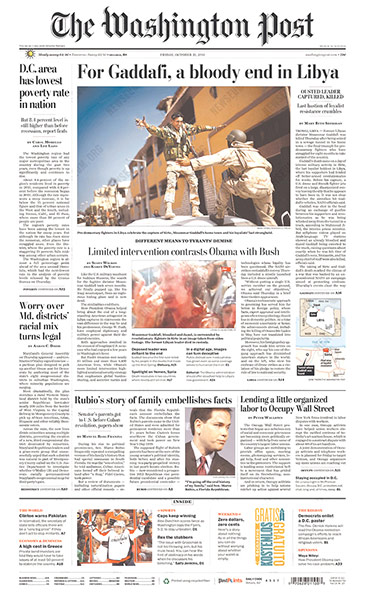 Gaddafi dead: Washington Post, US