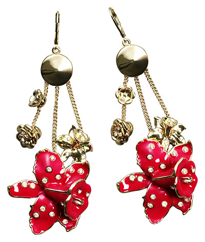 Versace for H&M: Gold and red floral earrings from the Versace for H&M Collection