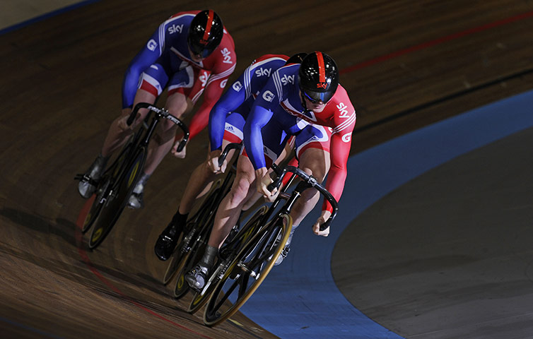 European Track Cycling: Team GB mens sprint team at the Euro track cycling championship 