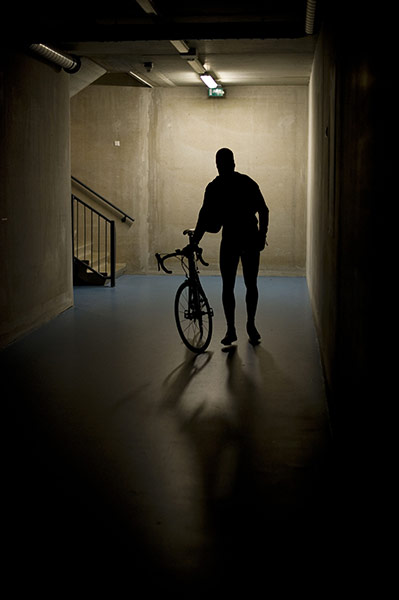 Cycling Championships: A cyclist makes his way through the tunnel into the centre of the track