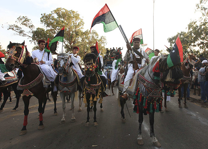 Libya after Gaddafi: Libyan fighters from Sirte are welcomed at Al Guwarsha gate, Benghazi
