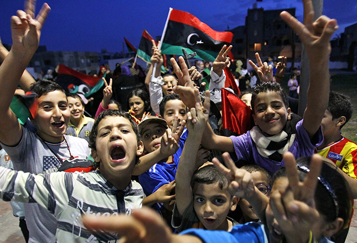 Libya after Gaddafi: Libyan children celebrate in Souk El Juma district in Tripoli