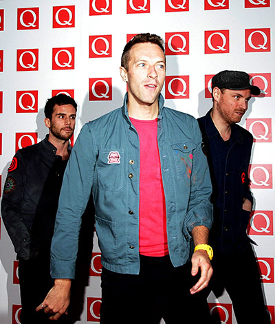 q awards: Chris Martin, Jonny Buckland and Guy Berryman of Coldplay