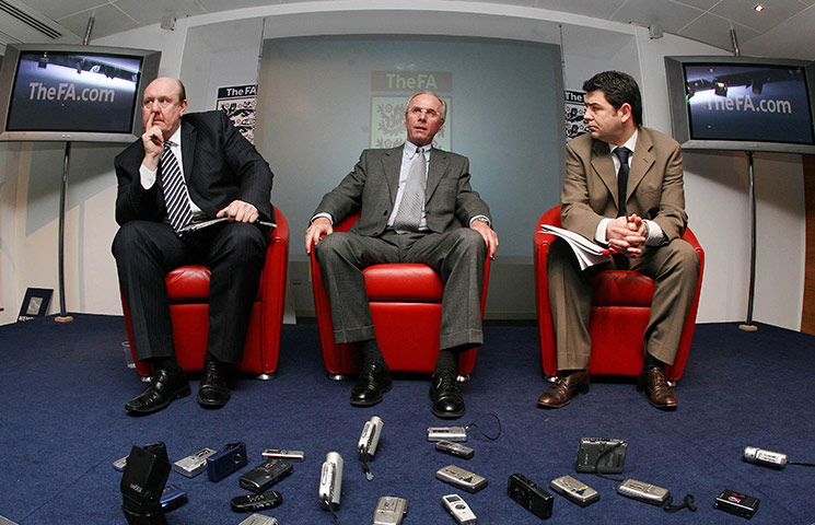 Sven-Goran Eriksson: FA Chief Executive Brian Barwick, Sven Goran Eriksson and Adrian Bevington