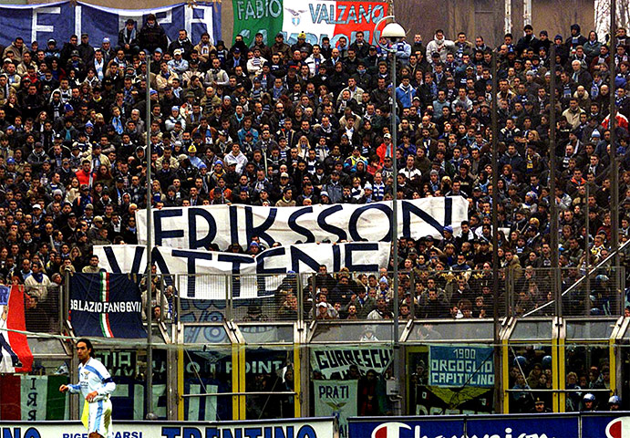 Sven-Goran Eriksson: azio Rome supporters fly banners reading 