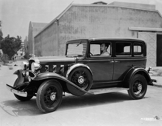 Chevrolet: Buster Keaton behind the wheel of a Chevrolet car