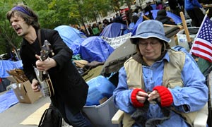Occupy Wall Street protesters in Zuccotti Park, New York.