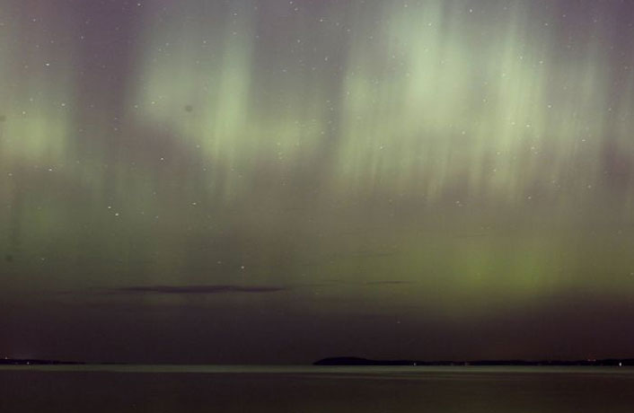 northern lights: The northern lights over West Grand Traverse Bay, Michigan