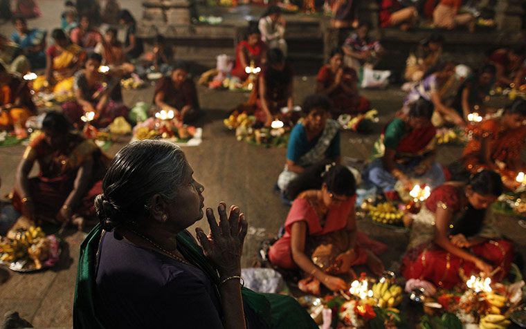 Diwali festival of light: Sri Lankan Hindu devotees participate in a religious ritual in Colombo