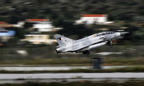 A Qatari Mirage 2000 jet takes off