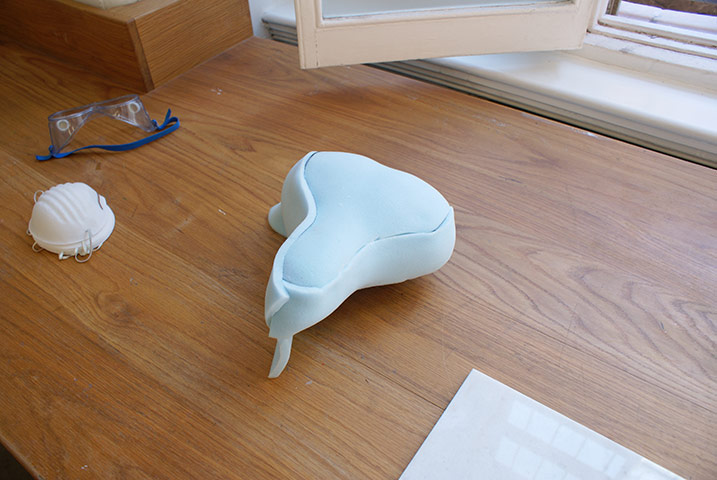 Bike blog: saddle making: 5. Glue the foam to your seat using spray glue