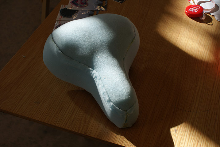 Bike blog: saddle making: 6. and then trim then to the desired shape. 