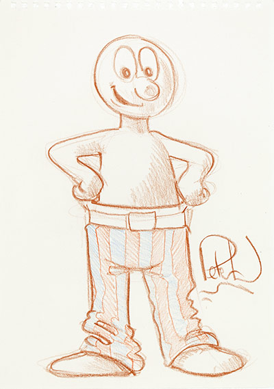 Aardman auction: This is an original pencil sketch of the cult animated character 'Morph'