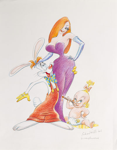 Aardman auction: A hand drawn sketch of Jessica Rabbit