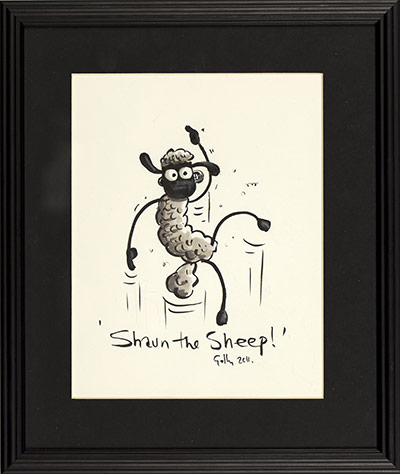 Aardman auction: This is a framed hand drawn sketch of Shaun the Sheep