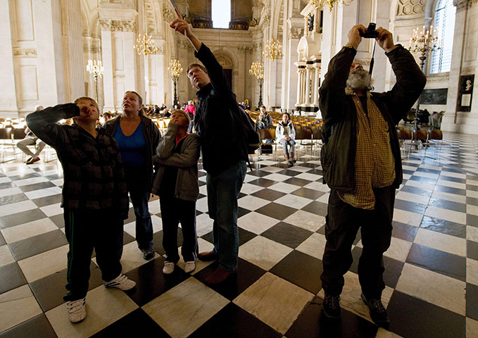 St Paul's reopens: Tourists inside St Paul's Cathedral