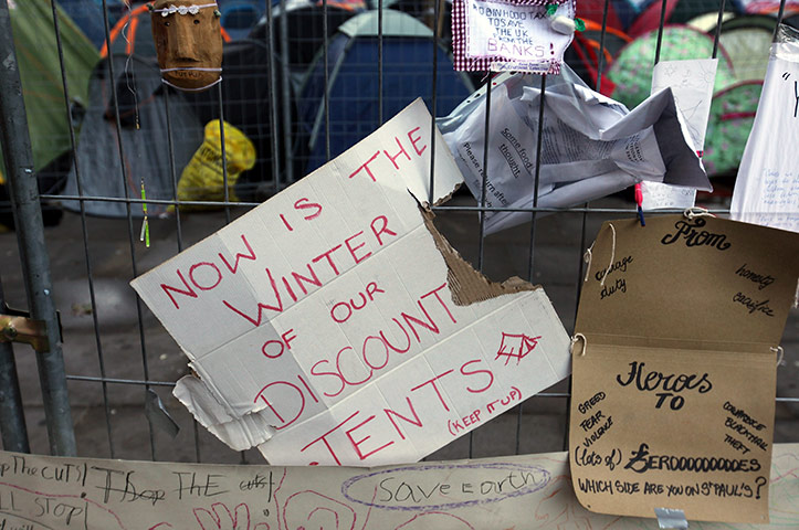 St Paul's reopens: Banners outside the cathedral