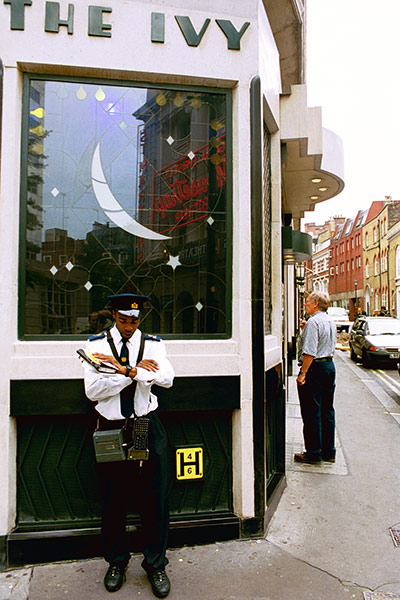 7 Days on Stage: Traffic warden outside The Ivy restaurant in central London