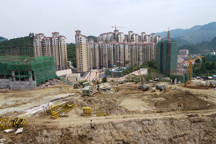 Guiyang urbanisation: A building site on the outskirts of Guiyang, capital of Guizhou province