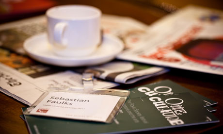 Sebastian's Faulks's name badge at One Culture