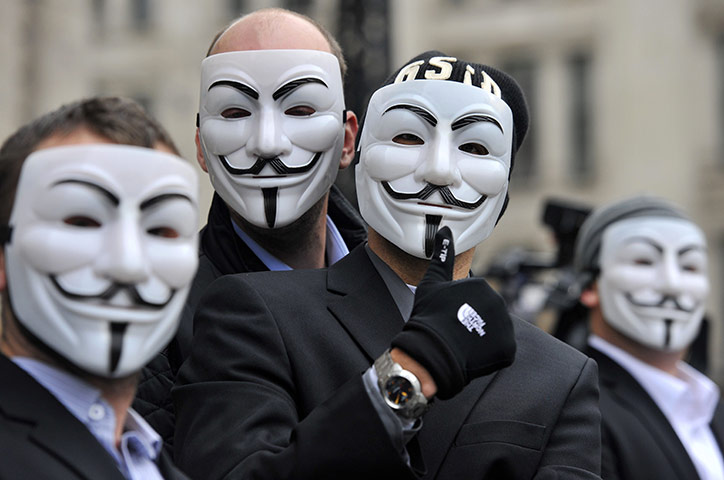 Occupy London protests: Protesters wearing masks at the Occupy London protests 