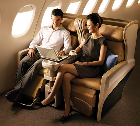 Singapore Airlines: Passengers flying business class on Singapore Airlines
