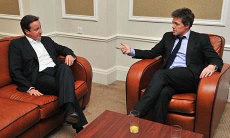 David Cameron and Hugh Grant at Tory conference 2011