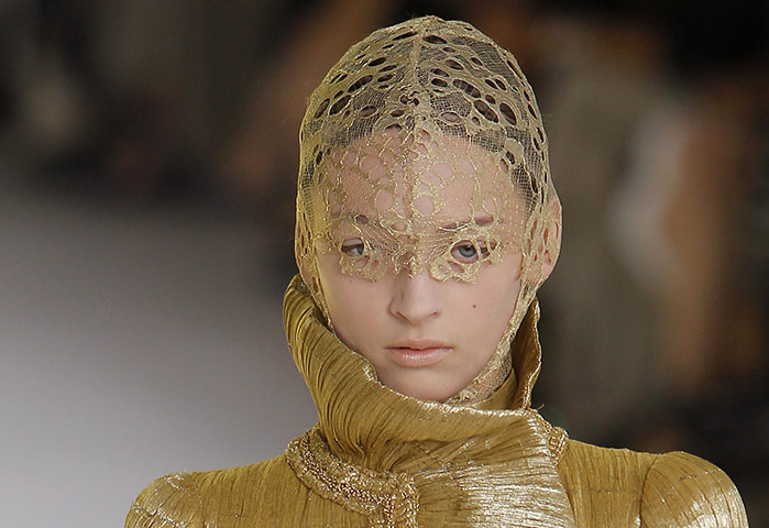 Paris Fashion Week :  a creation by British fashion designer Sarah Burton for Alexander McQueen