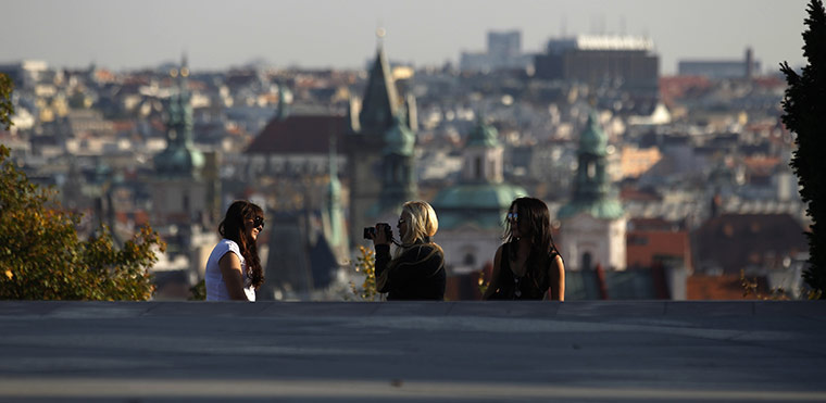 24 hours: Prague, Czech Republic: Three girls take photos 