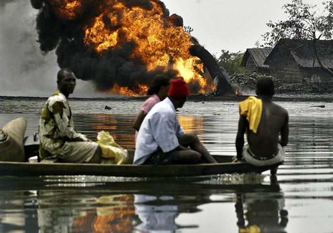 Week in Business: A burning oil pipeline belonging to the Shell in Nigeria
