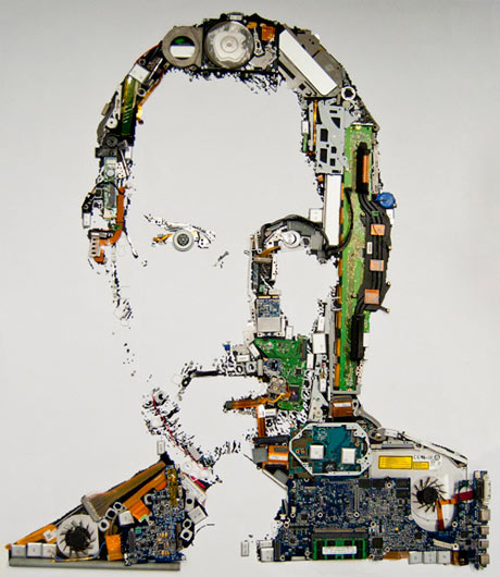 Steve Jobs image made of MacBook Pro parts
