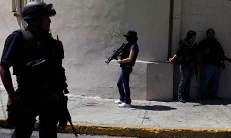 Police on the streets of Monterrey, Mexico