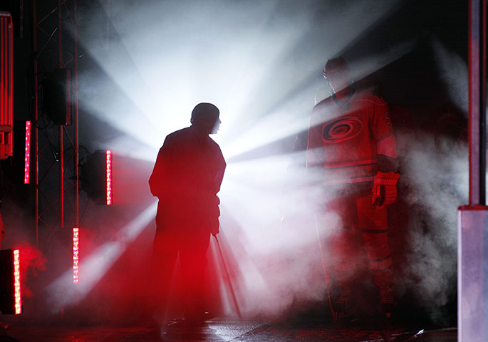 Best of the week in Sport: Carolina Hurricanes' Bryan Allen before their opening night NHL game