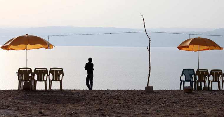 24 hours in pictures: roadside cafe at the Dead Sea