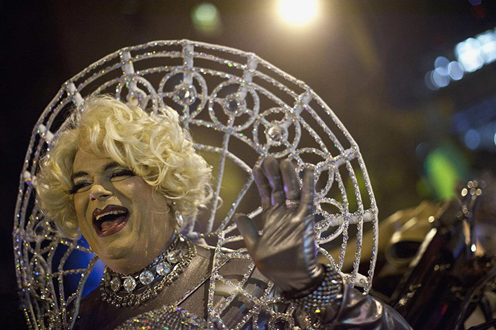 New York Halloween parade: A man in drag