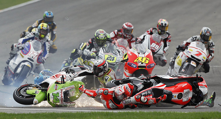 The week in sport: MotoGP riders lose control during the Valencia Motorcycle Grand Prix