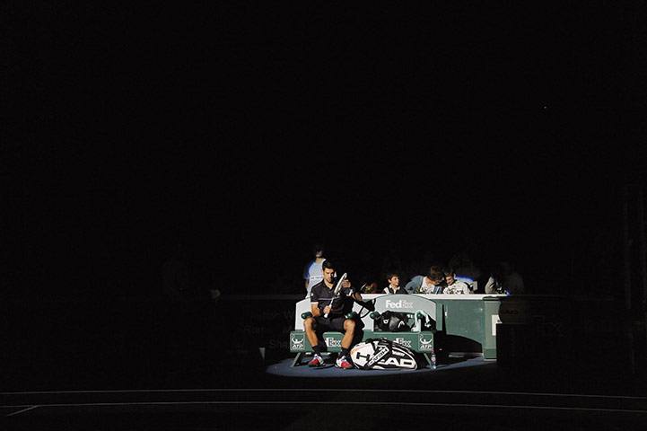 The week in sport: Novak Djokovic before playing Victor Troickiat the Paribas 2011 Masters