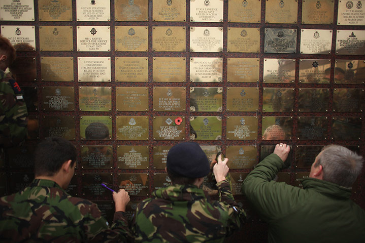 Armistice day: Soldiers clean the Basra Wall ahead of Armistice Day, Staffordshire