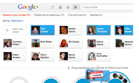 Screen shot of the Google Plus social network