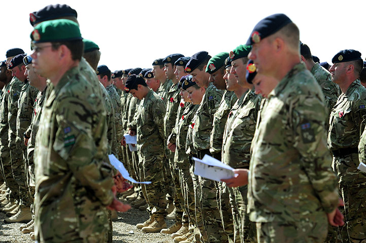 Armistice day update: Troops observe the minutes silence at Camp Bastion in Afghanistan