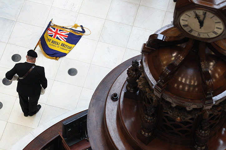 Armistice day update: Two minute silence in the Underwriting Room of Lloyd's Building, London