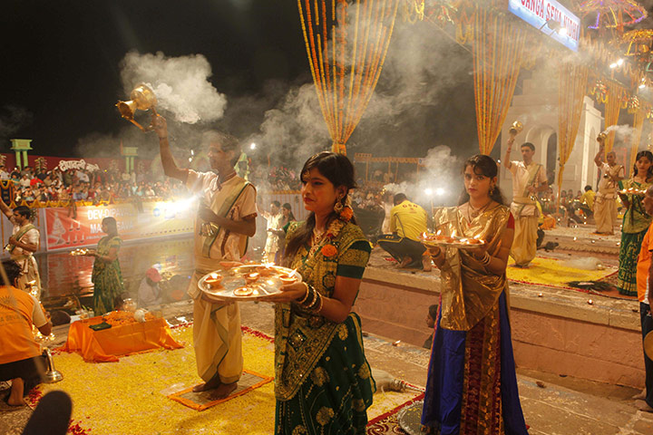 24 hours in pictures: Varanasi, India: People participate in a Dev Deepawali festival